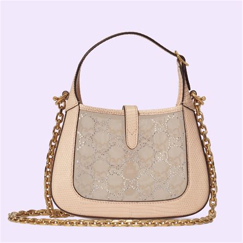 crystalized mini jackie gucci|Gucci Jackie 1961 mini crystal GG lizard bag.